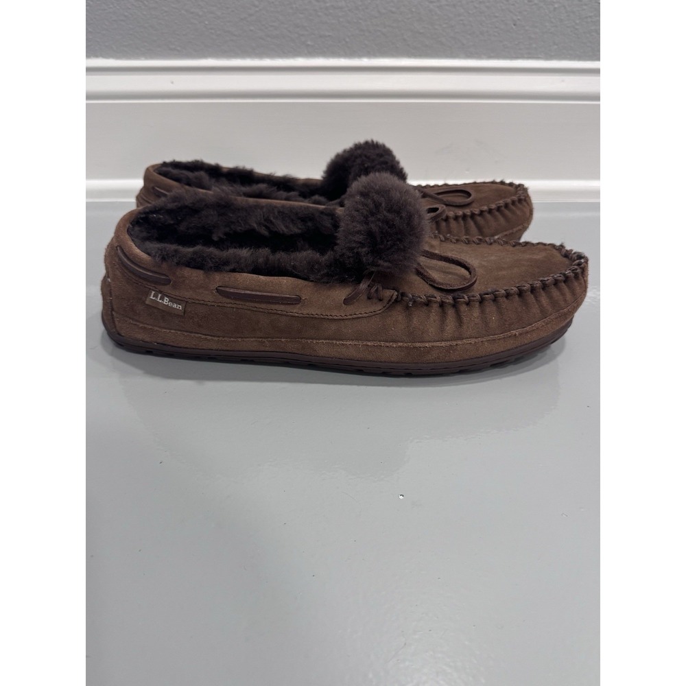 L.L.Bean Men's Brown Suede Lined Moccasin Slip-On Slippers Size 13 M